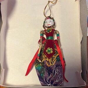 vintage Indonesian Wayang Golek rod puppet ornament.